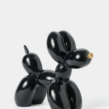 Decoratiune, Dog, 8x17x20 cm, Poliester, Negru imagine