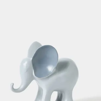 Decoratiune, Elephant, 11x23x26 cm, Poliester, Gri imagine