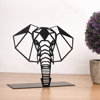 Decoratiune, Elephant, 21x21 cm, Metal, Negru imagine