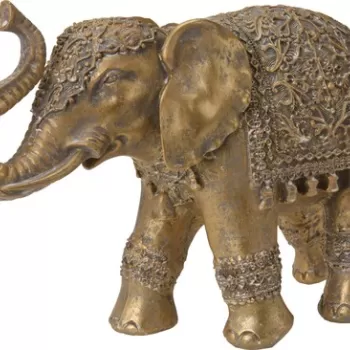 Decoratiune Elephant, 27x9x18 cm, poliston, auriu imagine