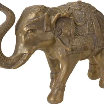 Decoratiune Elephant, 36x13x22 cm, poliston, auriu imagine