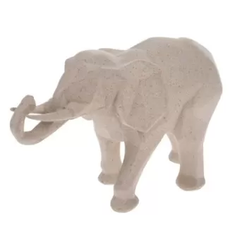 Decoratiune Elephant Geometric, 25x9x15 cm, polistone, crem imagine