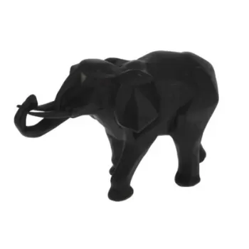 Decoratiune Elephant Geometric, 25x9x15 cm, polistone, negru imagine