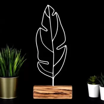 Decoratiune, Feather, 17x41x3.5 cm, Metal, Alb imagine