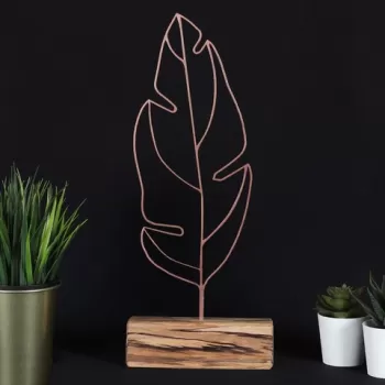 Decoratiune, Feather, 17x41x3.5 cm, Metal, Bronz imagine