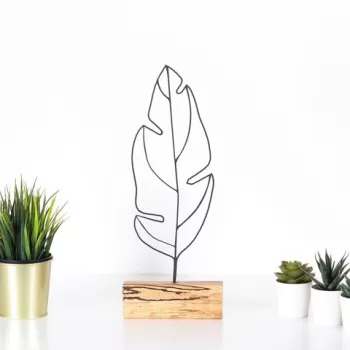 Decoratiune, Feather, 17x41x3.5 cm, Metal, Negru imagine