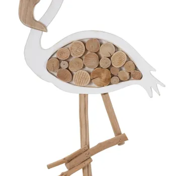 Decoratiune Flamingo Nature, Mauro Ferretti, 31x9x56 cm, lemn de tanoak/placaj, alb/natural imagine