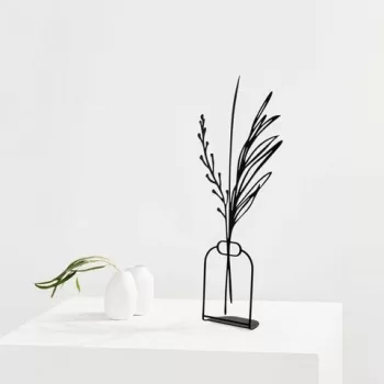 Decoratiune, Flowerpot, 15x44 cm, Metal, Negru imagine