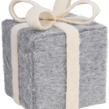 Decoratiune Giftbox v2, Excellent Houseware, 18x18x19 cm, polistiren, gri imagine
