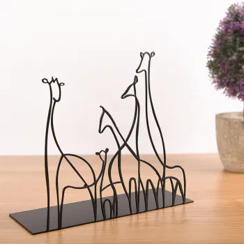 Decoratiune, Giraffa, 18x20 cm, Metal, Negru imagine