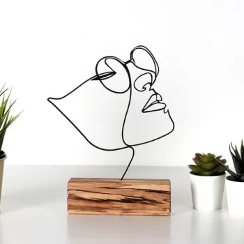 Decoratiune, Girl, 17x31x3.5 cm, Metal, Negru imagine
