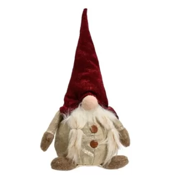 Decoratiune Girl gnome w hat bordo, Decoris, 14x12x30 cm, poliester, multicolor imagine