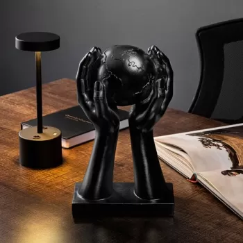 Decoratiune, Global, 18x30x9 cm, Poliester, Negru imagine