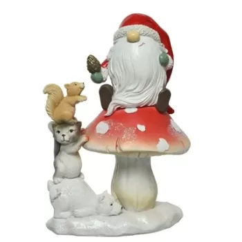 Decoratiune Gnome glitter, Decoris, 10x14x20.5 cm, poliester, rosu imagine