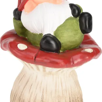 Decoratiune Gnome on Mushroom v1, Excellent Houseware, 14.3x13x19.1 cm, teracota, multicolor imagine