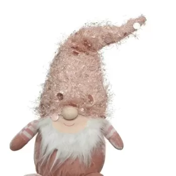 Decoratiune Gnome sitting Boy, Decoris, 22x12x59 cm, poliester, roz imagine
