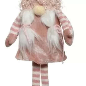Decoratiune Gnome standing Girl, Decoris, 18x8x61 cm, poliester, roz imagine