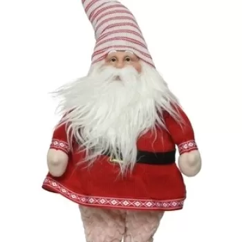 Decoratiune Gnome w dress red, Decoris, 25x14x60 cm, poliester, multicolor imagine