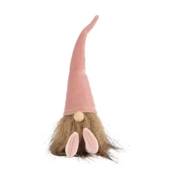 Decoratiune Gnome w hat medium pink, Decoris, 5x5x27 cm, poliester, roz imagine