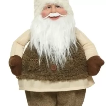 Decoratiune Gnome w hat white, Decoris, 30x15x85 cm, poliester, alb/maro imagine