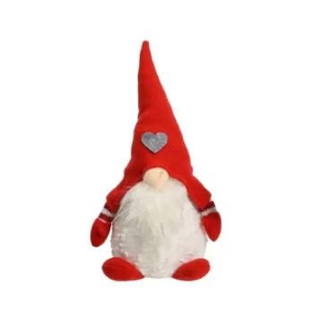 Decoratiune Gnome w red hat w heart, Decoris, 14x12x30 cm, poliester, multicolor imagine