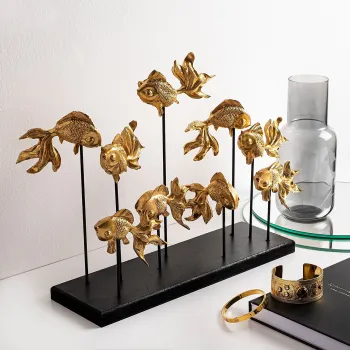 Decoratiune, GOLDFISH 1, Poliester, Auriu imagine
