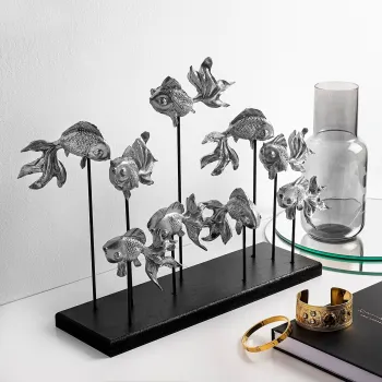 Decoratiune, GOLDFISH 3, Poliester, Argintiu imagine