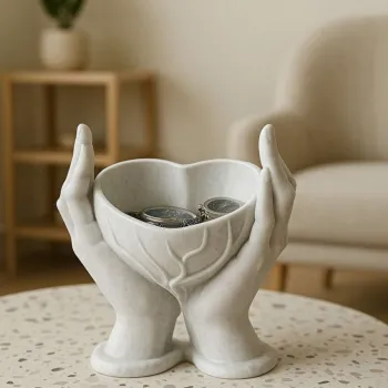 Decoratiune, Heart, 16.5x12.5x17.5 cm, 100% BIOPLASTIC, Alb imagine