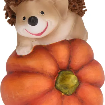 Decoratiune Hedgehog on Pumpkin v1, Excellent Houseware, 11.5x8.8x17 cm, teracota, portocaliu imagine