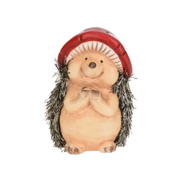 Decoratiune Hedgehog w Mushroom Hat v1, Excellent Houseware, 8.5x7.7x12.8 cm, teracota, multicolor imagine