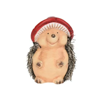 Decoratiune Hedgehog w Mushroom Hat v2, Excellent Houseware, 8.5x7.7x12.8 cm, teracota, multicolor imagine
