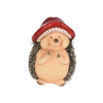 Decoratiune Hedgehog w Mushroom Hat v3, Excellent Houseware, 8.5x7.7x12.8 cm, teracota, multicolor imagine