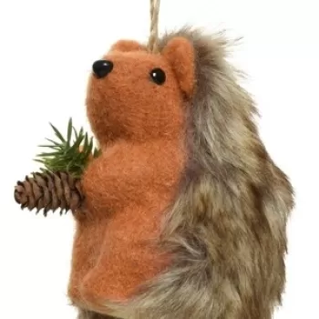 Decoratiune Hedgehog w pinecones, Decoris, 8x7x10 cm, poliester, maro deschis imagine