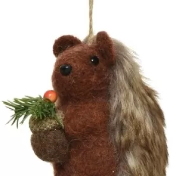 Decoratiune Hedgehog w pinecones, Decoris, 8x7x10 cm, poliester, maro inchis imagine