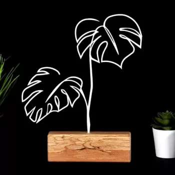 Decoratiune, Leafs, 17x30x3.5 cm, Metal, Alb imagine