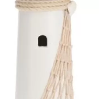 Decoratiune Lighthouse, 11x37 cm, lemn, alb/gri imagine