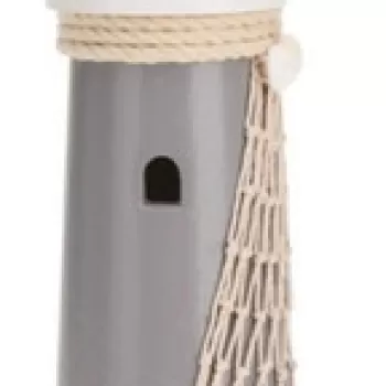 Decoratiune Lighthouse, 11x37 cm, lemn, gri/alb imagine