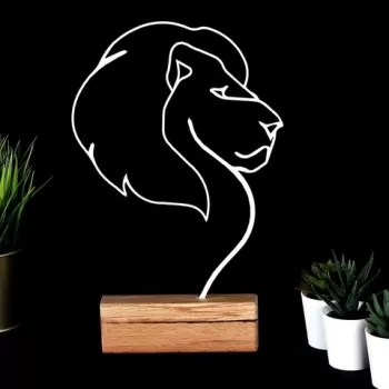 Decoratiune, Lion, 17x32x3.5 cm, Metal, Alb imagine