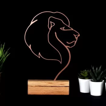 Decoratiune, Lion, 17x32x3.5 cm, Metal, Bronz imagine