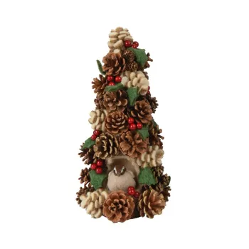 Decoratiune lucrata manual Bird, Decoris, 17x35 cm, fetru/conuri de pin imagine