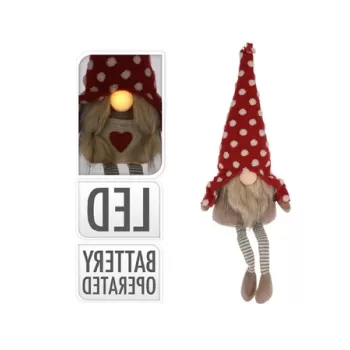 Decoratiune luminoasa Boy Gnome, 20x13x50 cm, plus, rosu/bej imagine