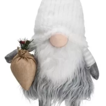 Decoratiune luminoasa Boy Gnome w hat white, 26x26x65 cm, plus, gri/alb imagine