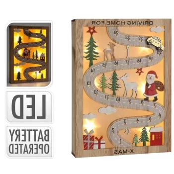 Decoratiune luminoasa calendar Advent Road V1, 20 x 28 cm, placaj imagine