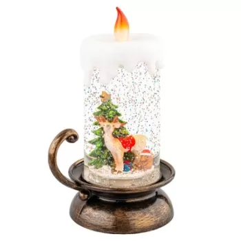 Decoratiune luminoasa Candle w deer, Lumineo, 10.5x14x21.5 cm, plastic, multicolor imagine