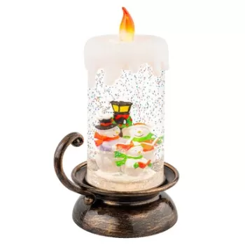 Decoratiune luminoasa Candle w snowman family, Lumineo, 10.5x14x21.5 cm, plastic, multicolor imagine