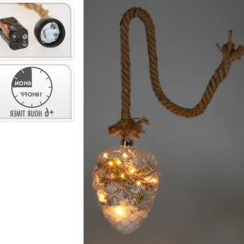 Decoratiune luminoasa cu 15 LED-uri Pinecone, Excellent Houseware, 15x15x21 cm, sfoara/sticla imagine