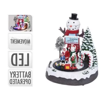 Decoratiune luminoasa cu functie de miscare Snowman festival, 10 LED-uri, 24.5 x 23.5 x 29 cm imagine