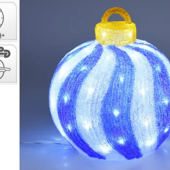 Decoratiune luminoasa de exterior cu 60 LED-uri Ball, Excellent Houseware, transformator IP44, 39x39 cm, albastru/alb imagine
