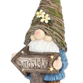 Decoratiune luminoasa de gradina cu incarcare solara LED Hansel Gnome, Bizzotto, 27.2x22x61.5 cm, magneziu, multicolor imagine
