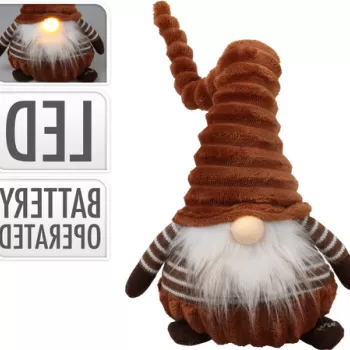 Decoratiune luminoasa Gnome, 18x11x44 cm, poliester, maro imagine